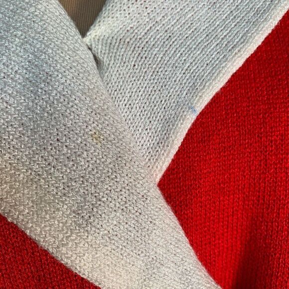 Vintage Red Double-Breasted Knit Cardigan Braided Trim Exaggerated Collar Plus - Picture 8 of 11